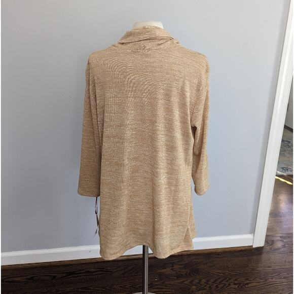 NEW Ruby Road Gold Metallic Cowlneck Sweater Large $55 - Picture 3 of 11